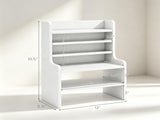 White 6-Tier Desktop Storage Organizer, Adjustable Removable Shelves Wooden Desk Rack with Anti-Fall 75807075