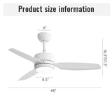 ZUN 46 Inch New Design Ceiling Fan with Lights 3 ABS Blades 6-speed DC Motor W882P212630