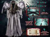 5.7ft Halloween Weeping Angel Decoration with Red Light-Up Eyes, Sound-Activated Trembling, Turning 88249103
