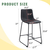 A set of 2 Modern Minimalist Style PU Material Bar Stools - Black, suitable for kitchen, bar, and W3226P279064