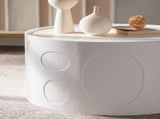 Round Side Table Handcrafted Relief Sturdy Pedestal Wooden SideTable for Living Room no need to W3081P360268