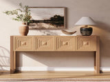Geometric Carved Console with 3 Soft-Close Drawers, Fluted Leg Details, Entryway Sofa N759P433572T