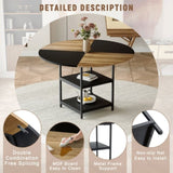 47.3-inch diameter modern splicing circular dining table - double-layer storage, wood and black W1151P268477