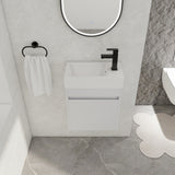 ZUN 18'' Floating Wall-Mounted Bathroom Vanity with White Resin Sink & Soft-Close Cabinet Door W99936243