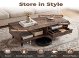 36.5" Rustic Coffee Table with Drawer & Open Shelves, Engineered Wood Center Table for Living Room 00807985