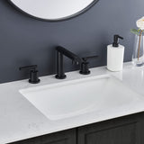 Matte Black Widespread Bathroom Faucet, Waterfall Bathroom Faucets for Sink 3 Hole, 2-Handles Modern T3177P277505