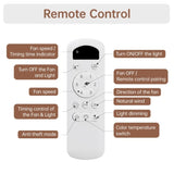 52 Inch Modern Ceiling Fan 3 Color Dimmable 5 ABS Blades Remote Control Reversible DC Motor W882P212629