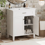 ZUN 30-inch bathroom vanity with ceramic basin, soft close door and adjustable shelves N729P173380K