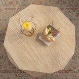 Modern Farmhouse Coffee Table Drum Coffee Table, American Natural Retro Style Coffee Table for W3081P254995