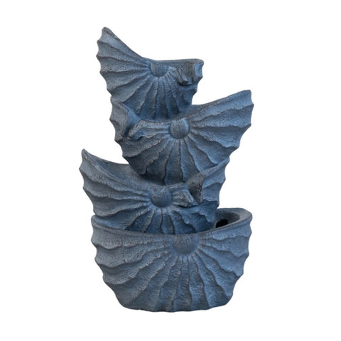 ZUN 13.4x9.4x21.5" Decorative 4 Tier Blue Nautilus Shell Water Fountain with Light for Indoor Outdoor W2078138946