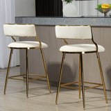 (SET of 2) 26'' Counter height bar stools Corduroy kitchen island counter bar stool with back,golden W2215P195291