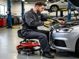 Height Adjustable Rolling Mechanic Stool with Backrest & 2 Removable Tool Trays, 360&deg Swivel 51592296