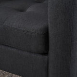 ZUN Dark Gray Upholstered Armchair Storage Ottoman Set - Comfortable Single Sofa with Cup Holders W1901P149126