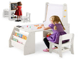 Grey Kids Activity Table with Magnetic Whiteboard/Chalkboard & Paper Roll, Multi-Storage Art Desk 06087577