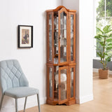 Curio Lighted Glass Display Curio w/Tempered Glass Doors and Shelves, Crown Corner W2275P178902