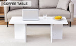 ZUN 44.8 Inch White MDF Coffee Table - Modern Luxury, Stable Triangular Support.The coffee table is made W1512P282531