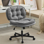 ZUN Armless-Office Desk Chair with Wheels: PU Leather Cross Legged Wide Chair,Comfortable Adjustable 32911314