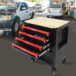ZUN 4 DRAWERS MULTIFUNCTIONAL TOOL CART WITH TOOL SET AND WOODEN TOP W110284297