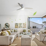 52 Inch 18W LED Ceiling Fan With Dimmable 6 Speed Remote Silver 3 Solid Wood Blade Reversible DC W93494503