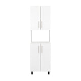 Linden 76,8" Tall Two Double Door Cabinet Kitchen Pantry with Hutch and Five Shelves, Microwave B070P264145