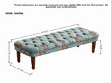European Style Tufted Floral Bench with Turned Wood Legs,American Upholstered Ottoman for Bedroom & W3373P453377