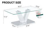 ZUN Modern minimalist coffee table. Transparent tempered glass tabletop with silver MDF pillars. W1151P152770