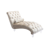 COOMORE Velvet Chaise Lounge Indoor,Button-Tufted Upholstered Chaise Lounge Chair with Pillow for W39538682