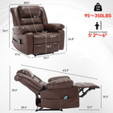 ZUN Breathable Leather Massage Recliner Chair Manual Living Room Reclining Sofa W1403P156677