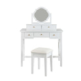 Compact Makeup Vanity Table with Reversible Mirror, Dressing Table Set with Stool, Space-Saving N844P288535A