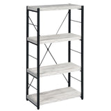 Antique White and Black 3-shelf Bookcase B062P185716