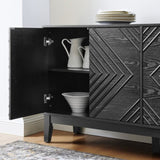 60.5'' Buffet Cabinet with Storage, Farmhouse Fluted Sideboard with Geometric Pattern & Adjustable W1801P288508