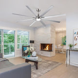 ZUN Smart 72" Integrated LED Ceiling Fan with Silver Blades in Brushed Nickel Finish W1367121902