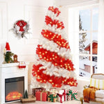 ZUN 6ft Artificial Christmas with 300 LED Lights and 900 Bendable Branches, Candy Cane Christmas 86331544