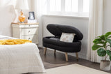 036-Boucle Fabric Storage Bench Bedroom Bench With Wood Legs For Living Room Bedroom Indoor,Black 03556794