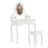 Kids Vanity Set with Mirror and Lights and Stool, 5 Storage Drawers, Pretend Play Princess Makeup 80505306