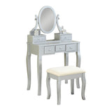 ZUN Ashley Wood Make-Up Vanity Table and Stool Set, Silver T2574P265587