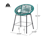 Ferrara Outdoor Patio Teal Faux Wicker Barstool, Set of 2 N775P266222T