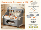 Gray Wooden Toddler Play Kitchen with Sink & Accessories, Safe Gift for Kids 3 10017256