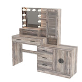 ZUN Large Makeup Vanity with Lights, Vanity Table with Charging Station, Vanity Desk with Mirror and 10 92556033