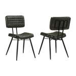 ZUN Set of 2 Leather Upholstered Dining Chairs, Espresso and Black B016P225483