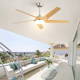 ZUN 52 Inch Modern Ceiling Fan with Dimmable LED Light and Remote Control 5 ABS Blades 3 Color W934P230375