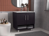 Bathroom Vanity, 2 Doors, 4 Shelves, Black Wengue B097P369431