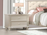 Silver Finish 1pc Nightstand of Textural Drawer Fronts Polished Knobs Modern Traditional Bedroom B01147612