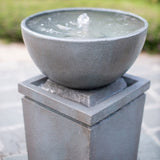 35.5" Polyresin Gray Zen Bowl Water Fountain, Outdoor Bird Feeder /Bath Fountains, Relaxing Water W2078125235