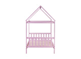 Twin House Bed with Headboard and Footboard, Twin Rubber Wood Bed with House Frame,Pink W504P225964