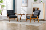 ZUN Accent Chairs Set of 2 with Table, Mid Century Modern Accent Chair, Wood and Fabric Armchairs W153982249