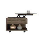 ZUN Luanda Lift Top Coffee Table, Casters, One Shelf -Dark Brown B20091884