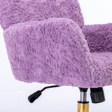 A&A Furniture Office Chair,Artificial rabbit hair Home Office Chair with Golden Metal W1143P154102