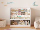 3-Tier Scalloped Bookshelf, Bookcase for Toddlers, Wooden Book Shelf Organizer Display Furniture for 76288871