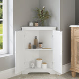 Floor Cabinet with 2 Doors and Adjustable Shelves, Freestanding Narrow Cabinet Organizer, 77350470